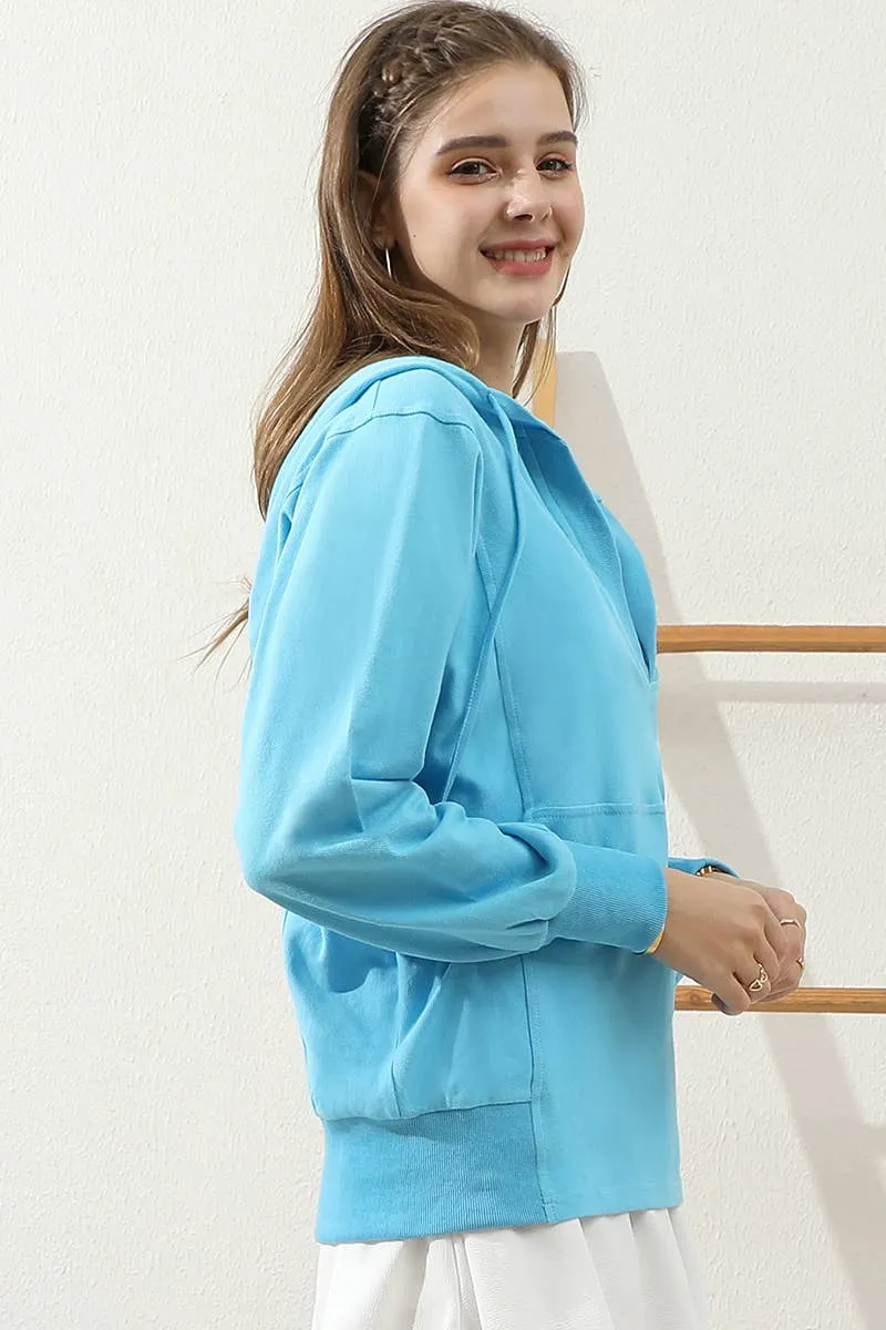 CWTTL1451_Basic Lightweight Pullover Hoodie Sweatshirt: AQUA / (M) 1