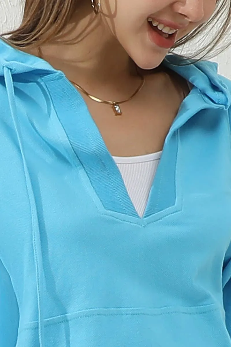 CWTTL1451_Basic Lightweight Pullover Hoodie Sweatshirt: AQUA / (M) 1