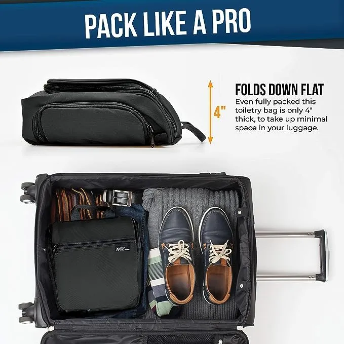 D&D Hanging Travel Toiletry Bag for Men and Women – Cosmetics, Makeup and Toiletries Organizer Kit with 10 Compartments, XXL Metal Swivel Hook, Water-Resistant Nylon