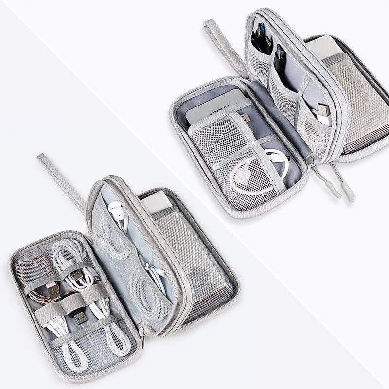 Data Cable Storage Bags  Portable Earphone Organizer Digital Gadget Carry Case Double Layer Digital USB Hard Disk Protection Bag