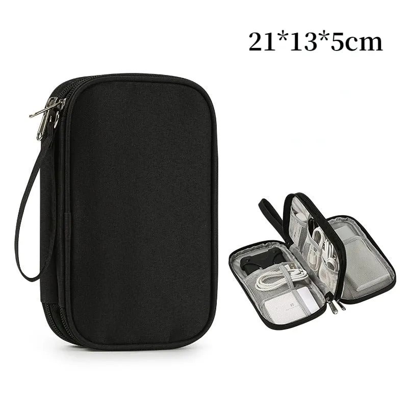 Data Cable Storage Bags  Portable Earphone Organizer Digital Gadget Carry Case Double Layer Digital USB Hard Disk Protection Bag