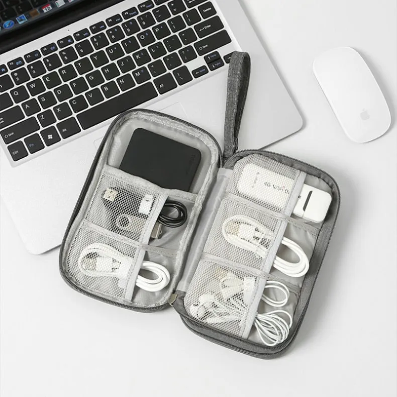 Data Cable Storage Bags  Portable Earphone Organizer Digital Gadget Carry Case Double Layer Digital USB Hard Disk Protection Bag