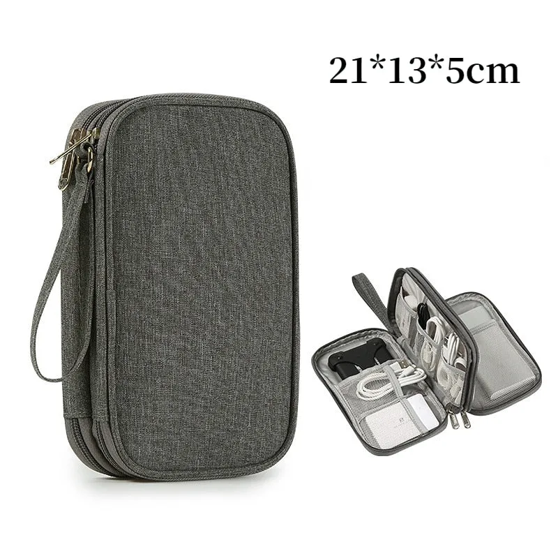 Data Cable Storage Bags  Portable Earphone Organizer Digital Gadget Carry Case Double Layer Digital USB Hard Disk Protection Bag