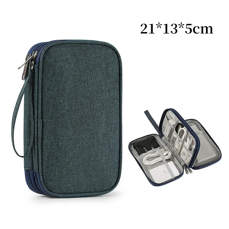 Data Cable Storage Bags  Portable Earphone Organizer Digital Gadget Carry Case Double Layer Digital USB Hard Disk Protection Bag