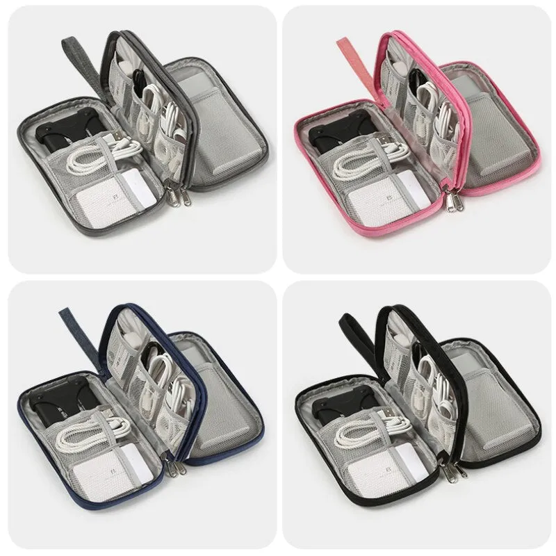 Data Cable Storage Bags  Portable Earphone Organizer Digital Gadget Carry Case Double Layer Digital USB Hard Disk Protection Bag