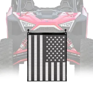 Dawnjaccee UTV ATV Trash Bag for Polaris RZR,Can-Am,CFMOTO, Kawasaki & Golf Carts,American Flag Mesh Storage with Magic Tape Closure(Accessories for Off Road)