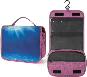 Deep Sea,Toiletry Bag for Women,Blue Deep Sea Or Ocean Underwater,Water-resistant Hanging Bathroom Travel Makeup Organizer,Cosmetic Case Traveling for Full Accessories,Blue