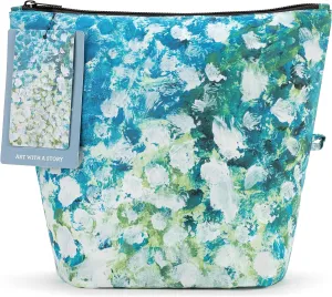 DEMDACO 1008130035 ArtLifting White Flowers Blue, Green, and White Polyester Zippered Organizer Bag Pouch Set of 3