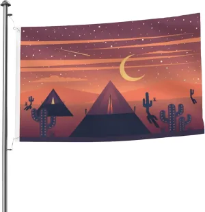 Desert Camping Landscape Map Flags for Outside 5x8 Ft Double Sided Polyester Outdoor Heavy Duty Flag for Home Yard Garden Seasonality Decor Welcome Banner