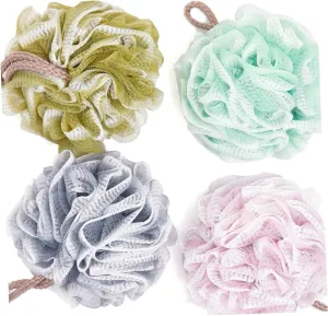 Didiseaon 3pcs Soft Mesh Bath for Shower Gel Exfoliating Shower with Hanging Rope Light for Gentle Skin Cleansing and Lathering