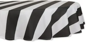 DII Cabana Stripe Outdoor Tabletop Collection, Stain/Wrinkle Resistant & Waterproof, 60" Round, Tablecloth, Black