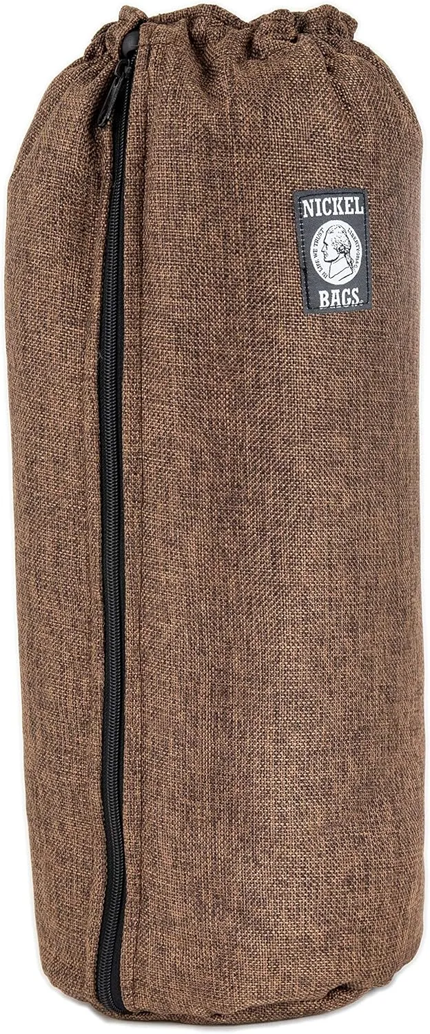 Dime Bags - Nickel Bags Padded Drawstring Duffle Tube | Heavy Duty Duffle Bag with Protective Hemp Exterior for (18 Inch, Brown)