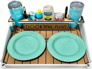 Docktail Bar Utility Boat Table - Includes Rod Holder Mount | Boat Caddy Organizer, Portable Boat Table and Boat Bar, Marine Tables for Boats with Cup Holders, Boat Storage Accessories