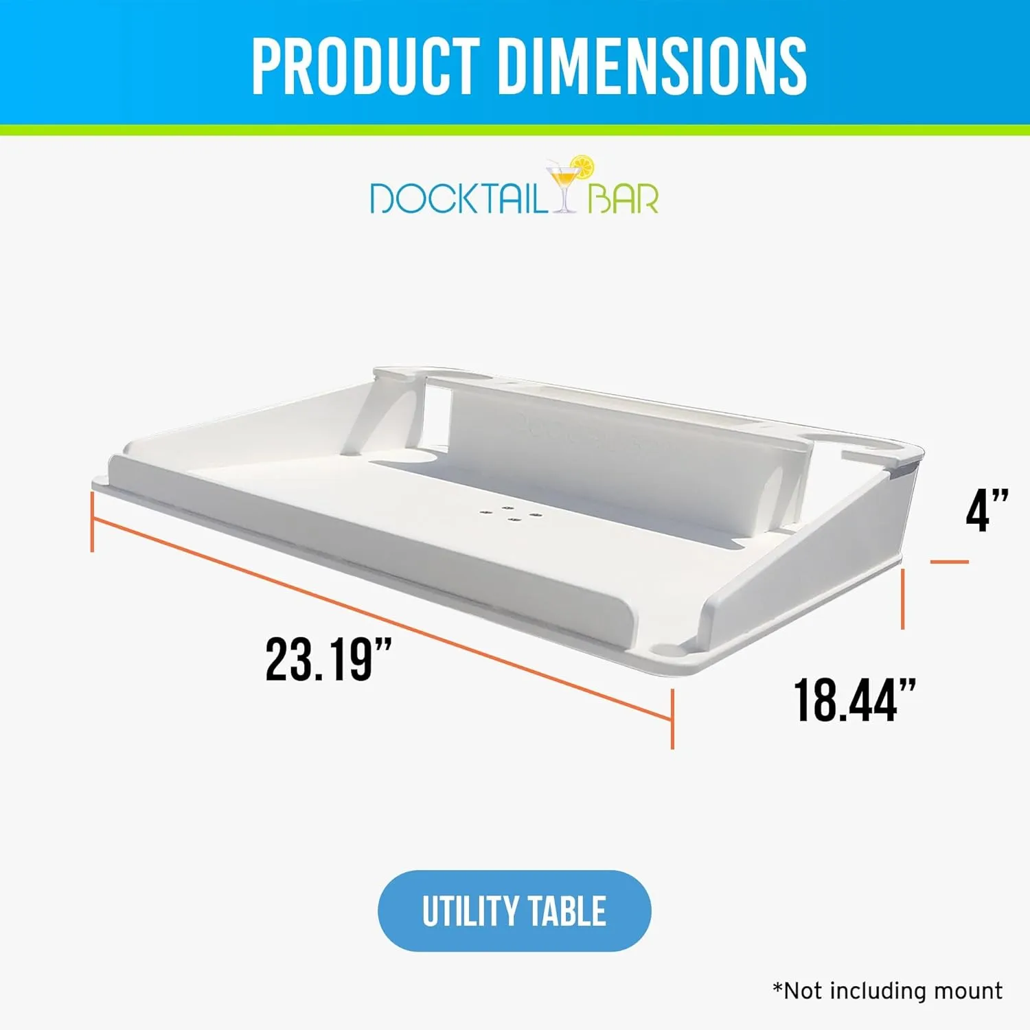 Docktail Bar Utility Boat Table - Includes Rod Holder Mount | Boat Caddy Organizer, Portable Boat Table and Boat Bar, Marine Tables for Boats with Cup Holders, Boat Storage Accessories