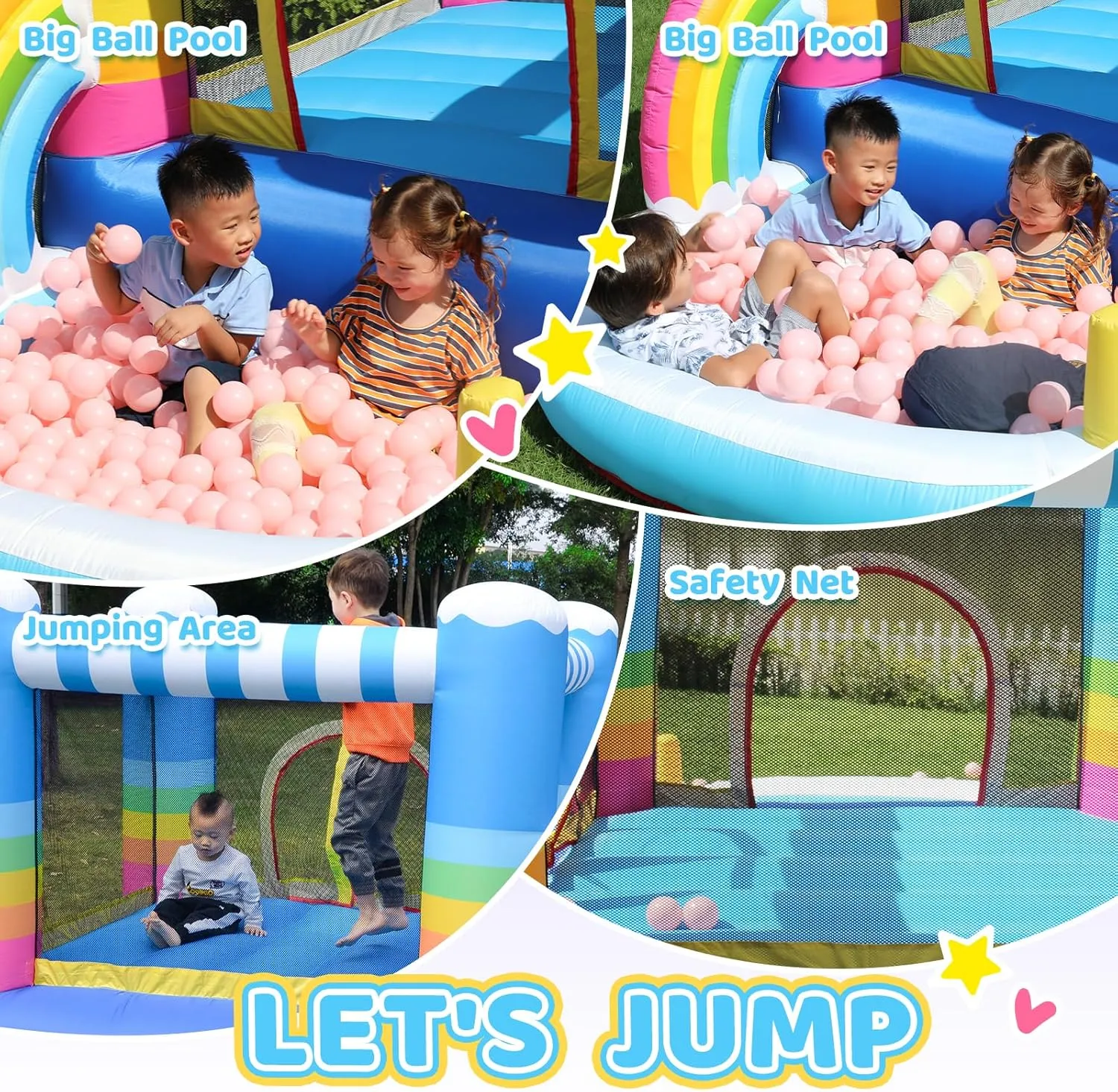 Doctor Dolphin Inflatable Bounce House, Inflatable Bouncy House with Ball pits, Jump House for Kids Ages 4-8 Inflatable Bouncy Castle with Blower for Kids Indoor Outdoor