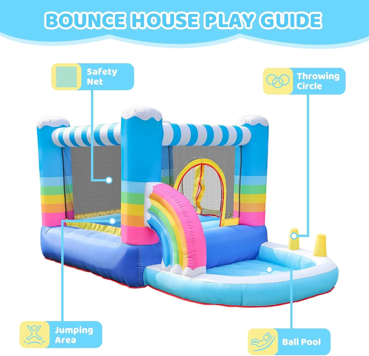 Doctor Dolphin Inflatable Bounce House, Inflatable Bouncy House with Ball pits, Jump House for Kids Ages 4-8 Inflatable Bouncy Castle with Blower for Kids Indoor Outdoor
