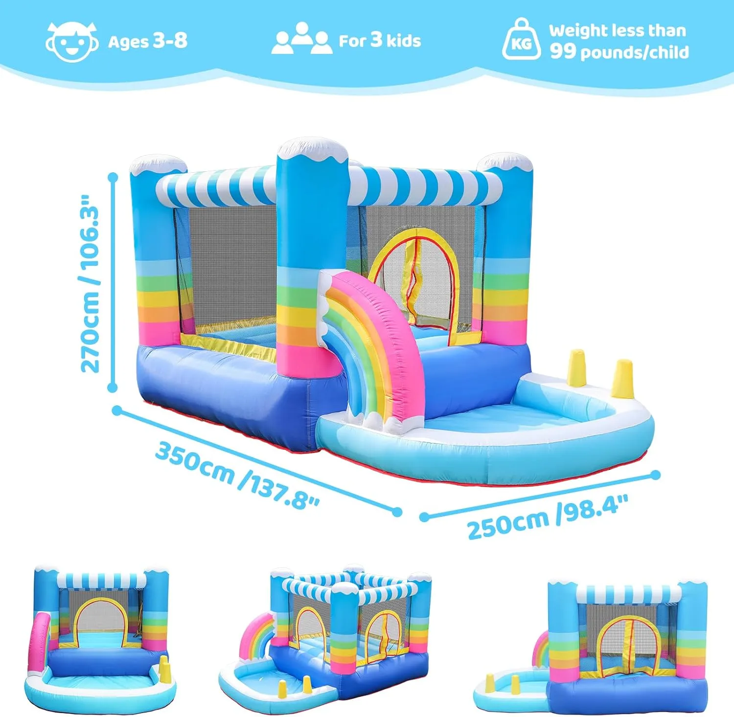 Doctor Dolphin Inflatable Bounce House, Inflatable Bouncy House with Ball pits, Jump House for Kids Ages 4-8 Inflatable Bouncy Castle with Blower for Kids Indoor Outdoor