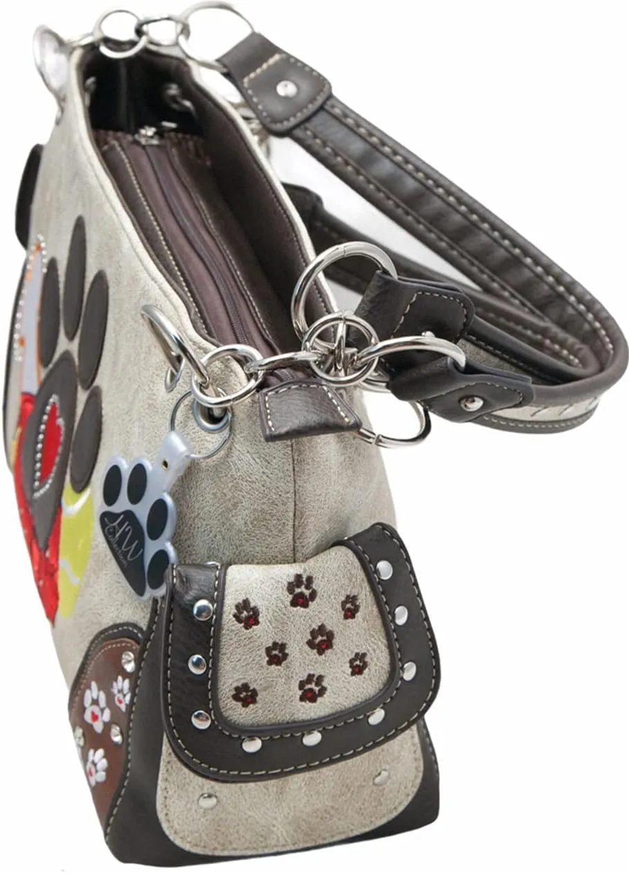 Dog Paw Print Handbag Women Shoulder Purse Wallet Set Western Style