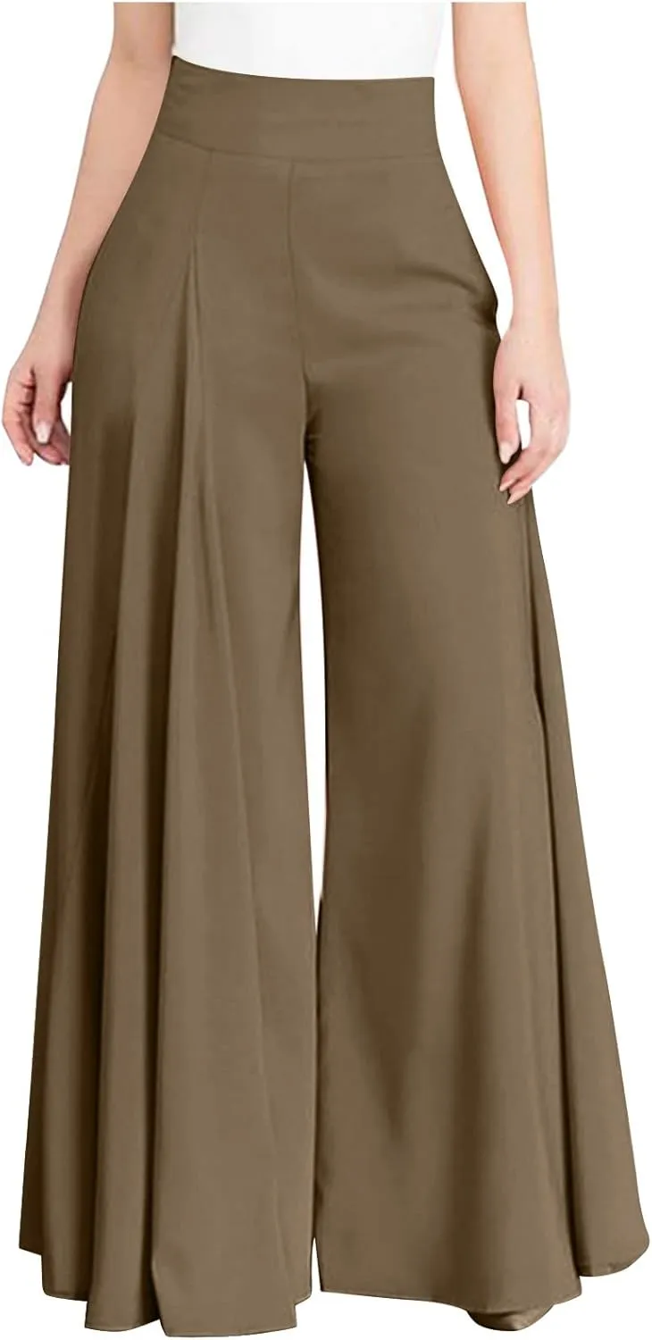 DOLKFU Women High Waist Casual Pants Lightweight Straight Wide Leg Pants Trendy Comfortable Loose Trousers