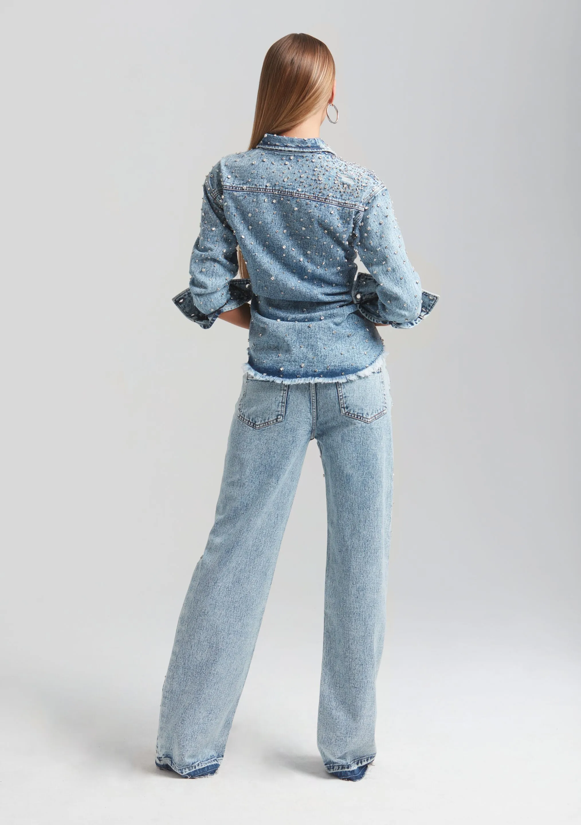 Doreen Crystal Embellished Denim Shirt