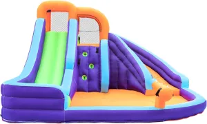 Double Slide Water Park with Climbing Wall & Water Cannon