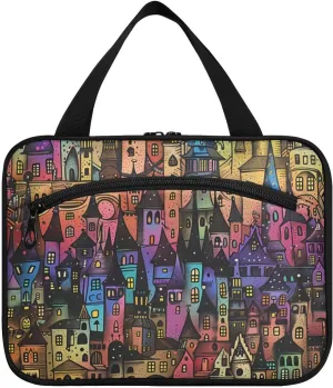 Dream Castle Animation Style hanging travel toiletry bag for women with hook, designer cute hanging toiletry bag for travel must bathroom cartera para maquillaje L