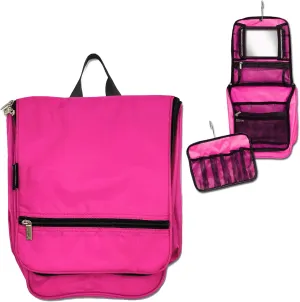 Dream Duffel Hanging Cosmetic Case for Women & Kids, Travel Toiletry Bag with Pockets & Mirror, Holds Dance Competition Essentials, 9”x10”, Pink