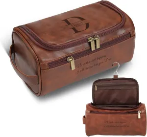 Easycosy Personalized Toiletry Bag for Men, Engraved with Name & Text, Leather Men's Toiletry Bag for Traveling, Travel Essentials Customized Gifts for Him Boyfriend Fiance Husband Men