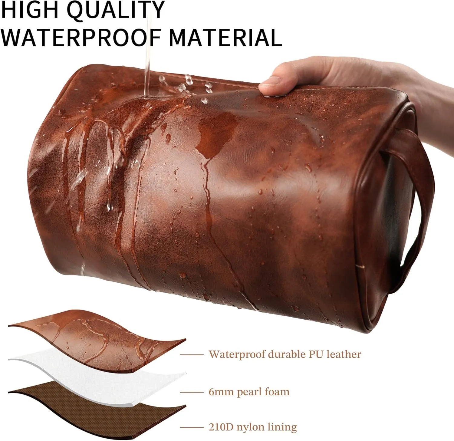 Easycosy Personalized Toiletry Bag for Men, Engraved with Name & Text, Leather Men's Toiletry Bag for Traveling, Travel Essentials Customized Gifts for Him Boyfriend Fiance Husband Men