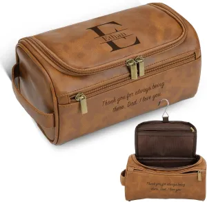 Easycosy Personalized Toiletry Bag for Men, Engraved with Name & Text, PU Leather Men's Toiletry Bag for Traveling, Travel Essentials Customized Gifts for Men, Husband, Father's Day, Birthday