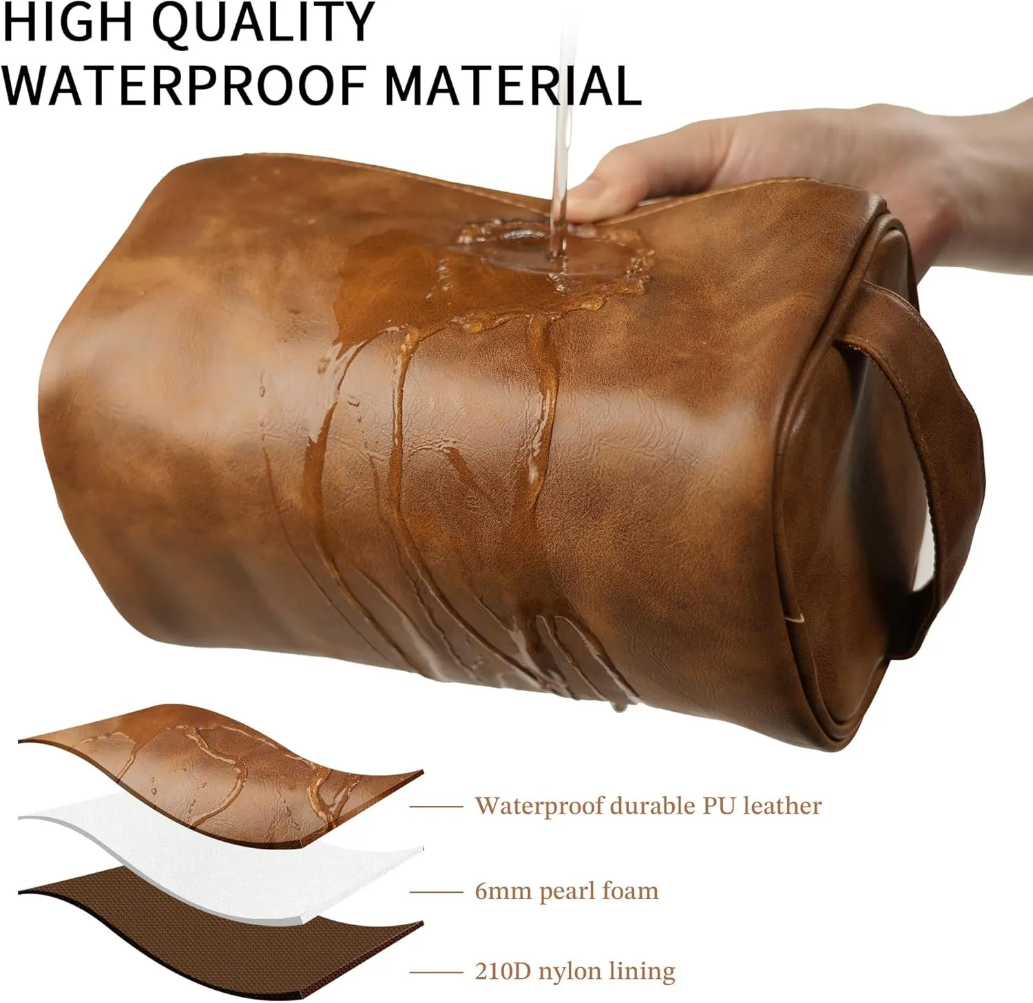 Easycosy Personalized Toiletry Bag for Men, Engraved with Name & Text, PU Leather Men's Toiletry Bag for Traveling, Travel Essentials Customized Gifts for Men, Husband, Father's Day, Birthday