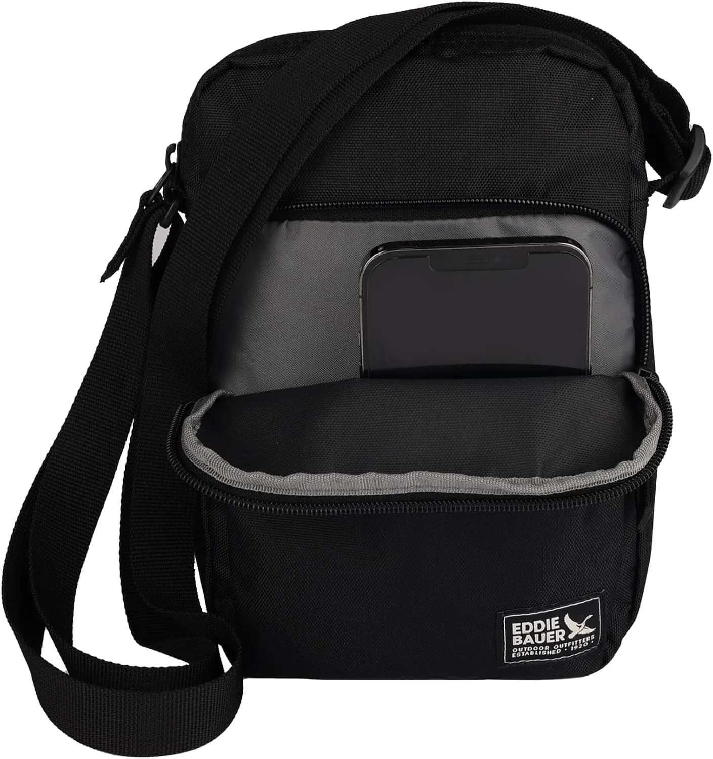 Eddie Bauer Jasper Crossbody Bag | Everyday Carry | Lightweight | Travel | Adjustable | 3L, Black, One Size