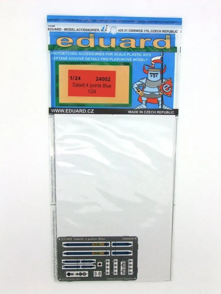 Eduard 1:24 Racing Seatbelts "Sabelt" 4 points Blue Photo-Etch Detail #24002*