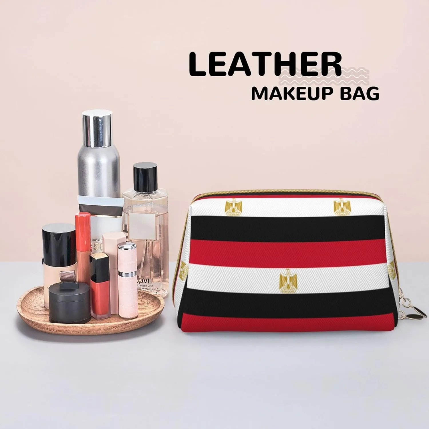 Egyptian Flag Toiletry Travel Bag, Portable Cosmetic Organizer For Women, On-The-Go