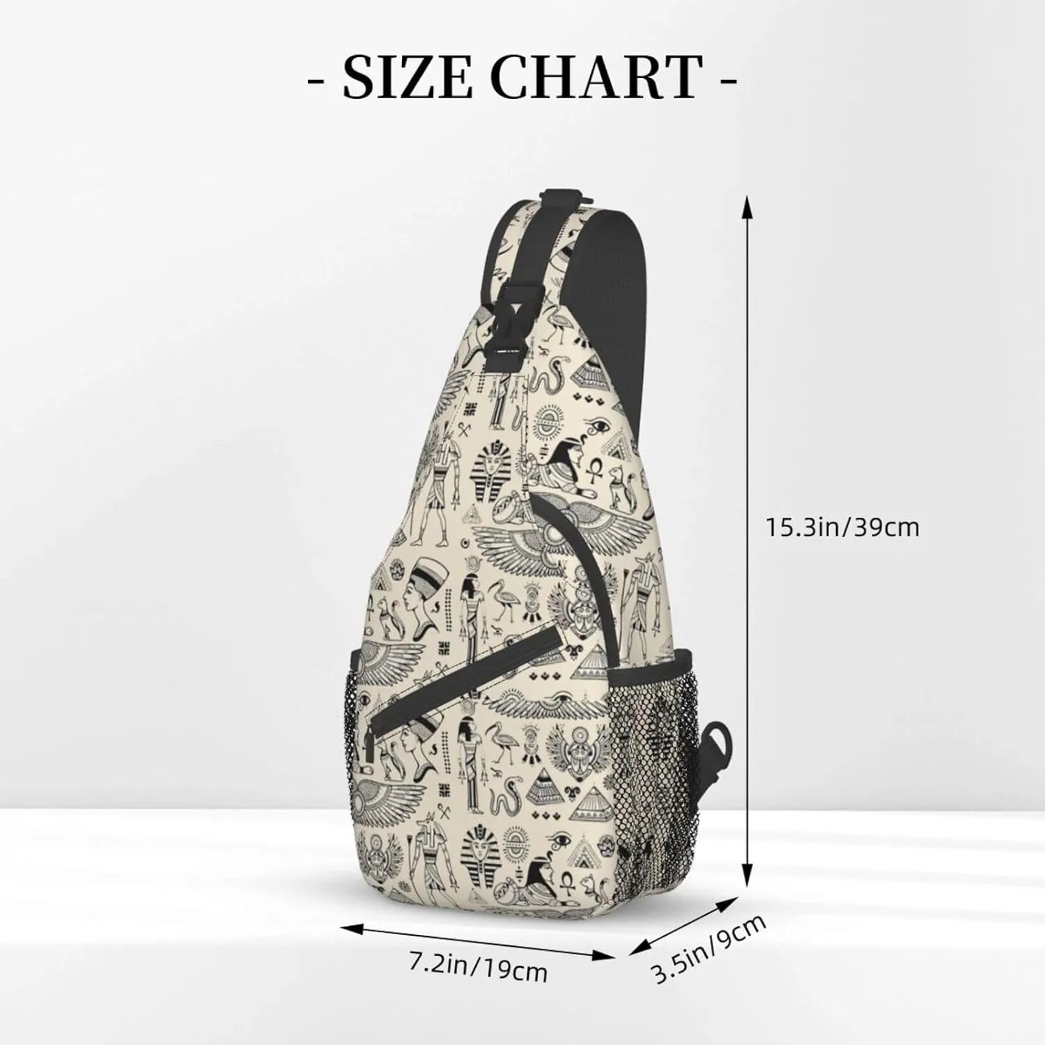 Egyptian Notes Crossbody Bag Hieroglyphs Shoulder Bag Backpack Ancient Egyptian Sling Bag Chest Casual Daypack