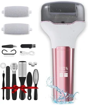 Electric Foot Callus Remover,Waterproof Foot Scrubber File, Rechargeable Portable Electronic Foot File, Pedicure Kits, Professional Pedicure Tools, Foot Care for Dead Skin, Ideal Gift Pink
