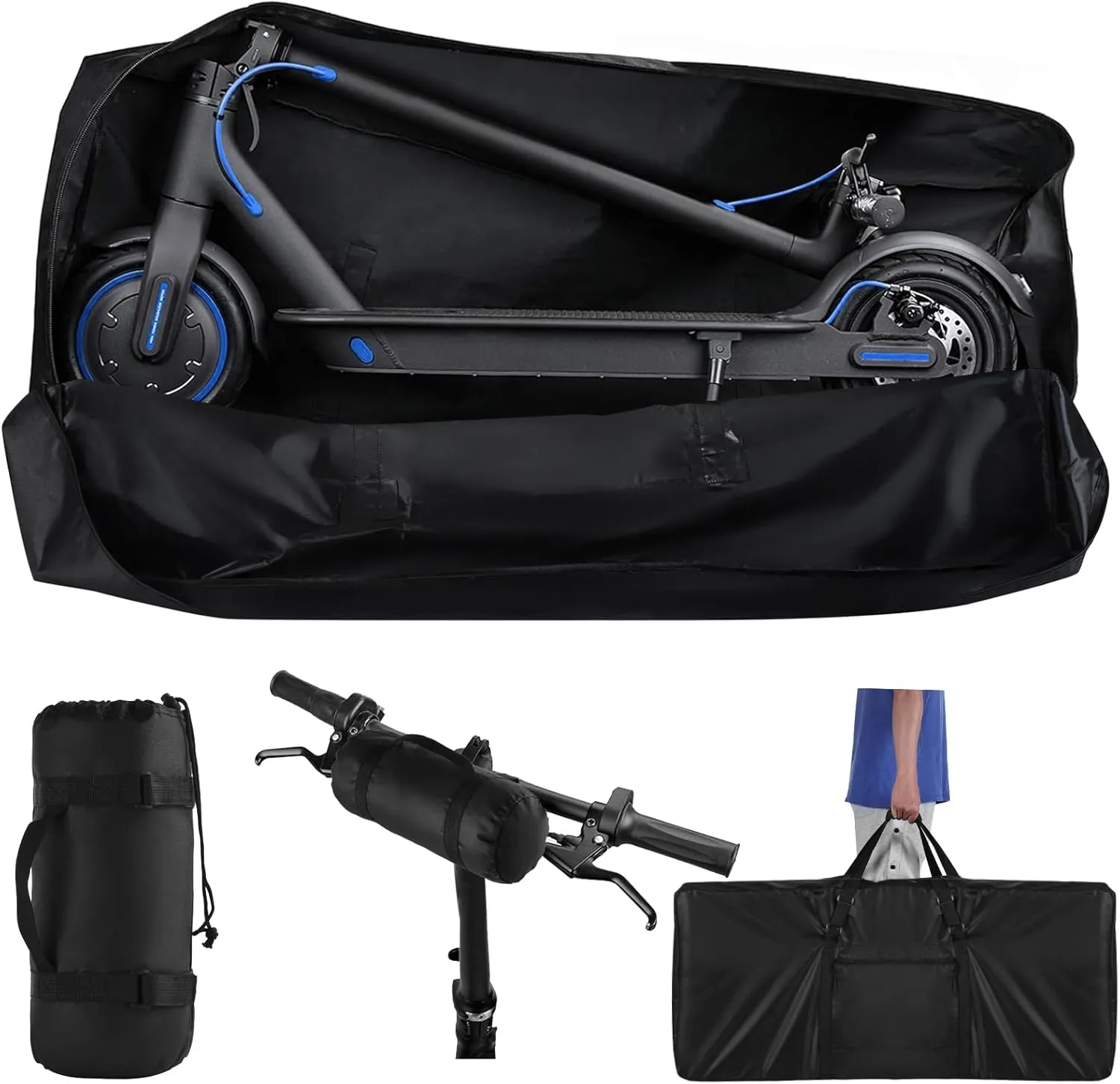 Electric Scooter Bag Storage,Heavy Duty 840D Electric Scooter Carrying Bag with Padded Carry Strap and Double Open Waterproof Zipper，Universal Scooter Accessories for Mijia M365 M365 Pro Xiaomi Segway