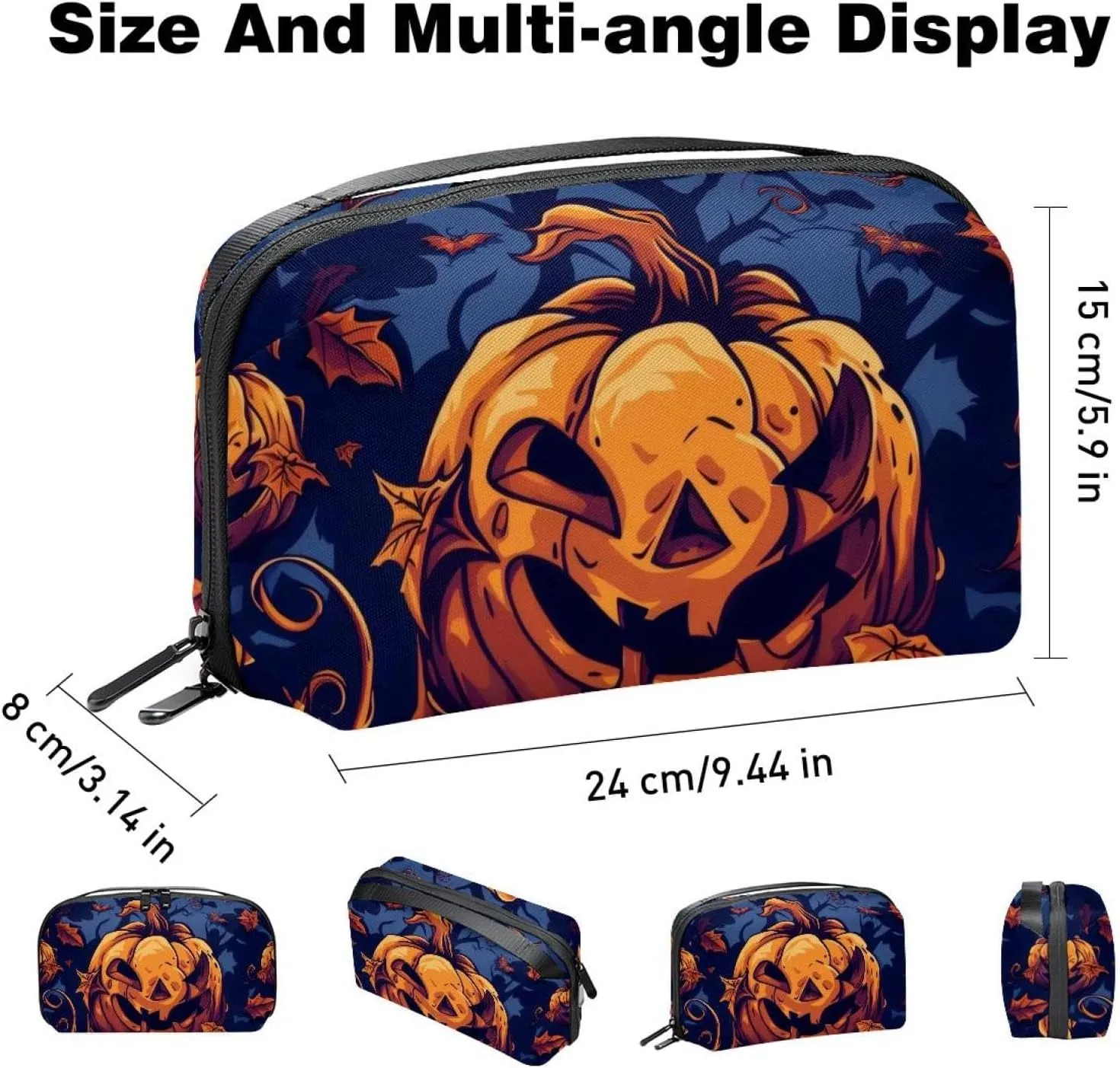 Electronics Organizer, Halloween Spooky Pumpkins Pattern Small Travel Cable Organizer Carrying Bag, Compact Tech Case Bag for Electronic Accessories, Cords, Charger, USB, Hard Drives