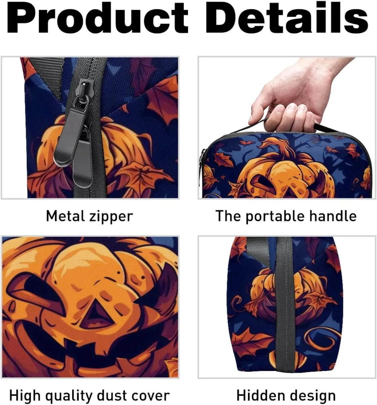 Electronics Organizer, Halloween Spooky Pumpkins Pattern Small Travel Cable Organizer Carrying Bag, Compact Tech Case Bag for Electronic Accessories, Cords, Charger, USB, Hard Drives