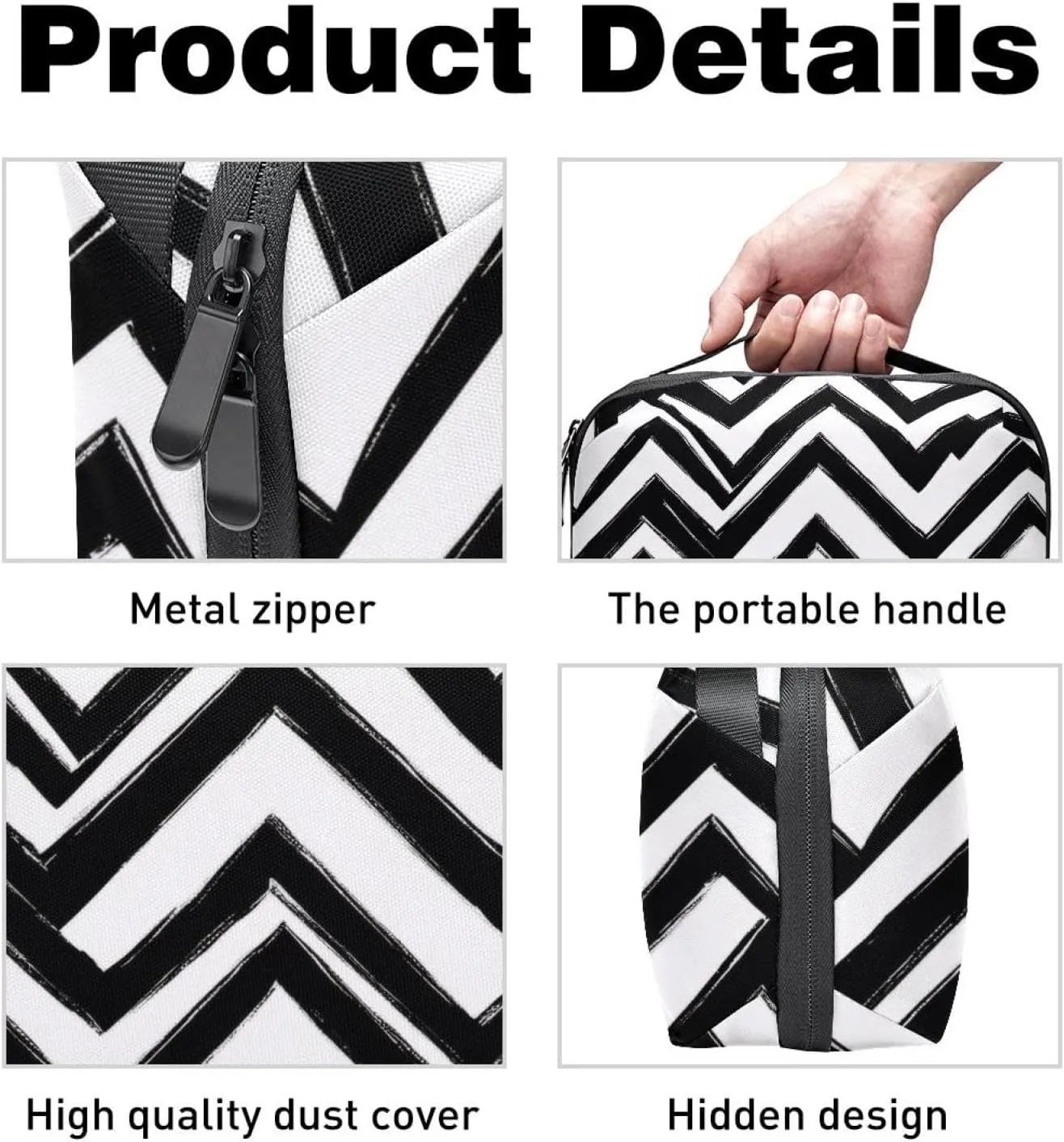 Electronics Organizer, Line Art Zigzag Pattern Small Travel Cable Organizer Carrying Bag, Compact Tech Case Bag for Electronic Accessories, Cords, Charger, USB, Hard Drives