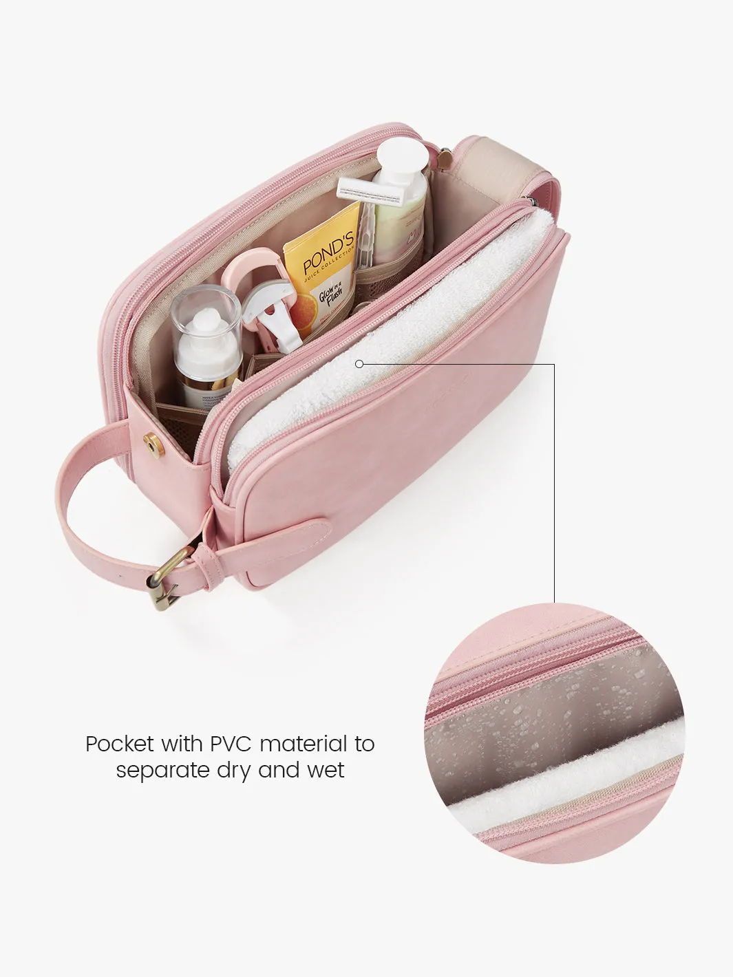 Elena Vegan Leather Cosmetic & Toiletry Bags Set