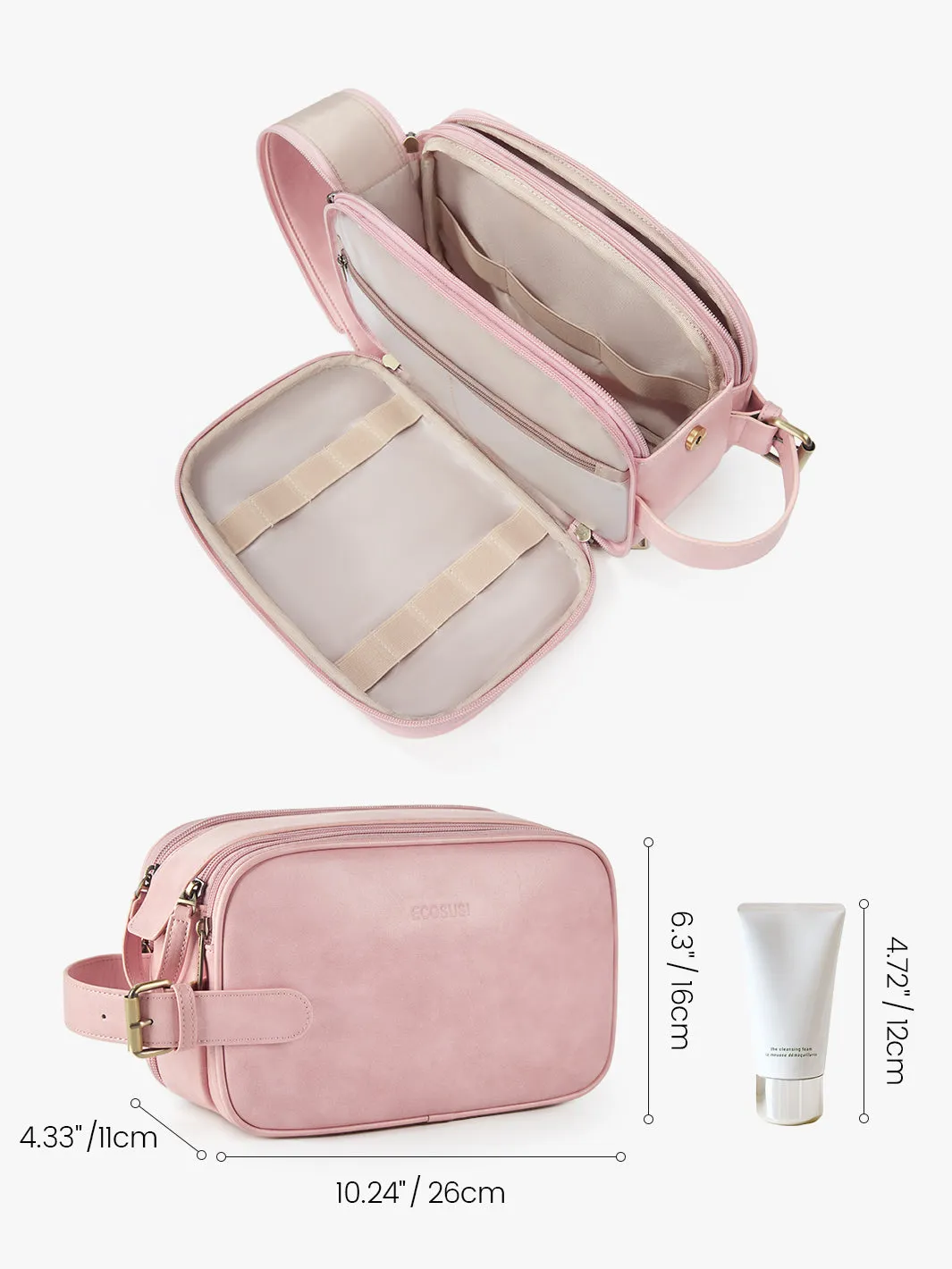 Elena Vegan Leather Cosmetic & Toiletry Bags Set