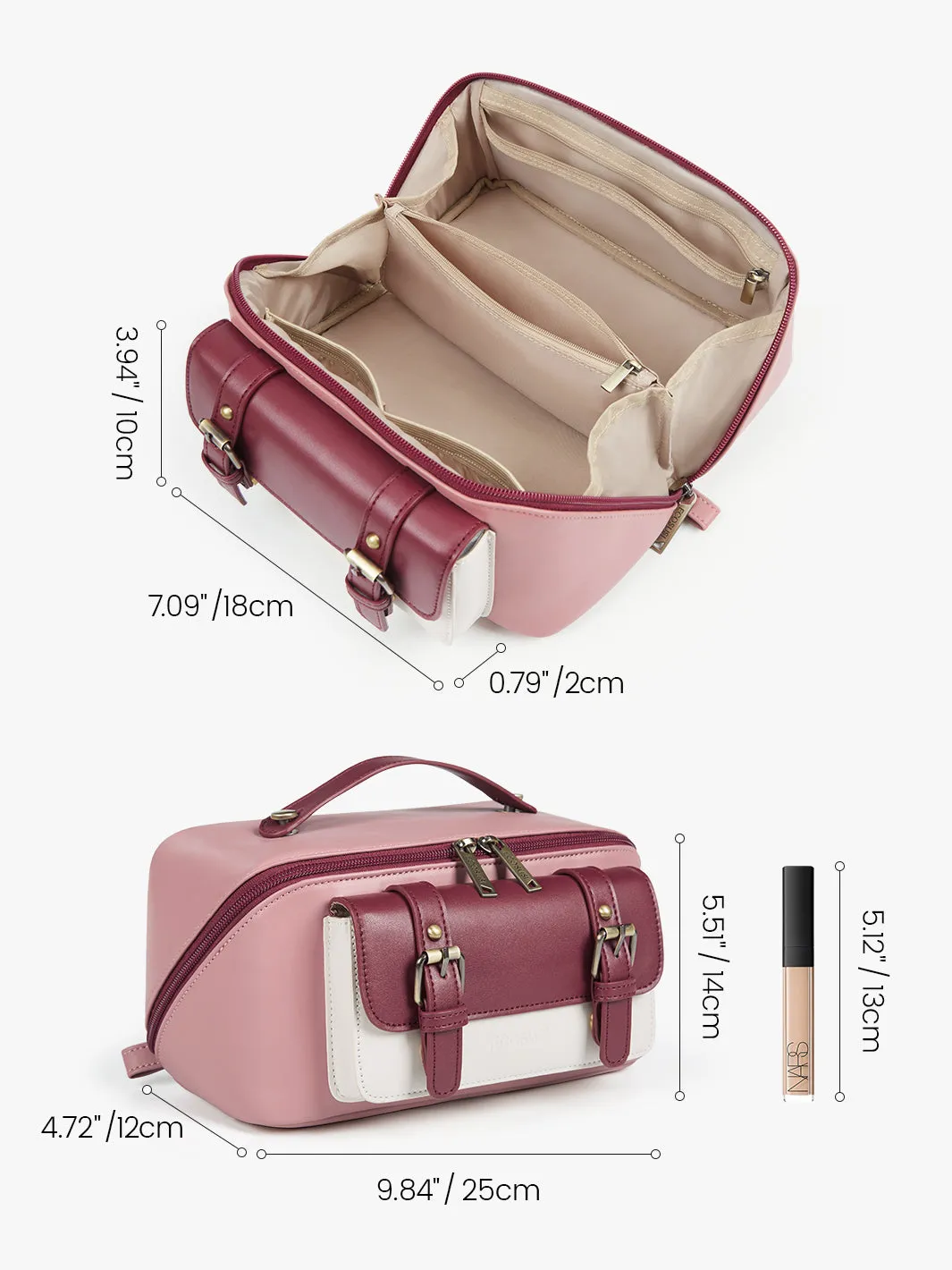 Elena Vegan Leather Cosmetic & Toiletry Bags Set