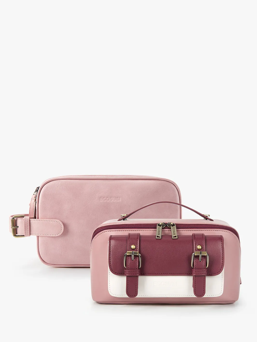 Elena Vegan Leather Cosmetic & Toiletry Bags Set
