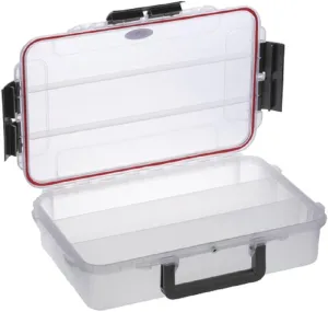 Elephant Cases Large Clear Waterproof Stowaway Tackle Box EL016CT Utility Case with Fixed Dividers and Built in Pressure Equalization Valve
