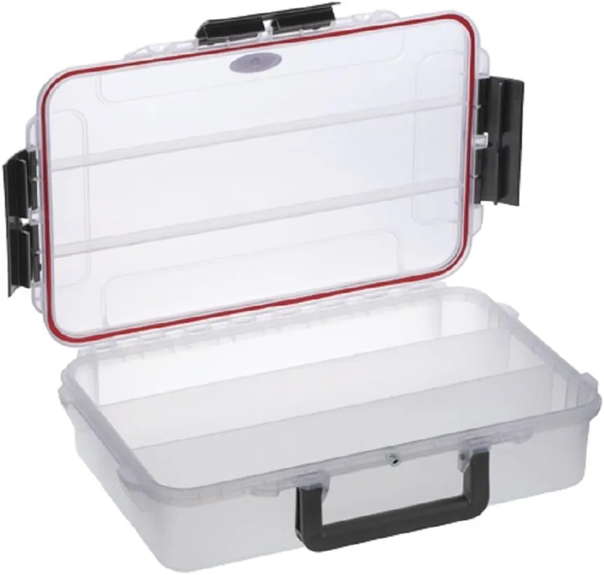 Elephant Cases Large Clear Waterproof Stowaway Tackle Box EL016CT Utility Case with Fixed Dividers and Built in Pressure Equalization Valve
