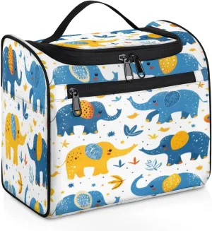 Elephant Land Women's Toiletry Bag Waterproof Cosmetic Bag Cute Elephant Travel Cosmetic Bag Multi-functional Organizer with Hooks Suitable for Full-size Toiletries and Cosmetics