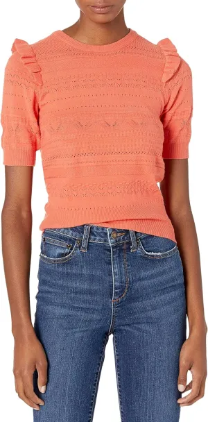 Ella Moss Women's Emilia Ruffle Puffed Short Sleeve Sweater