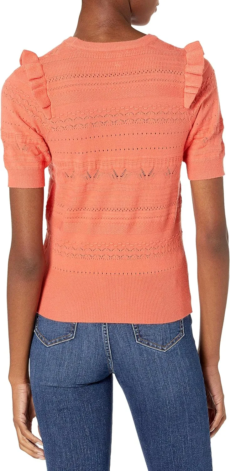 Ella Moss Women's Emilia Ruffle Puffed Short Sleeve Sweater