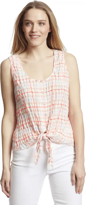 Ella Moss Women's Jennifer Button Up Tie Front Tank Top